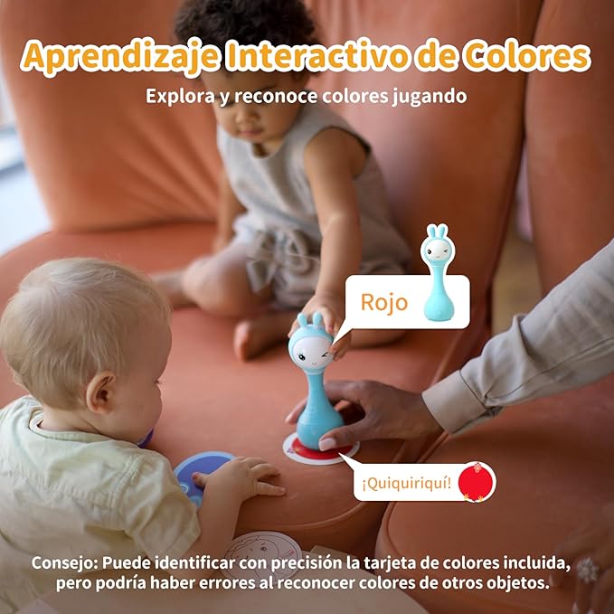 alilo Sonajero Musical para Bebés 0-12 Meses, Juguete con Luz, 66 Sonidos, 15 Canciones, 13 Cuentos, 5 Canciones de Cuna, Ruido Blanco, Reconocimiento de Colores, Regalo Recién Nacido