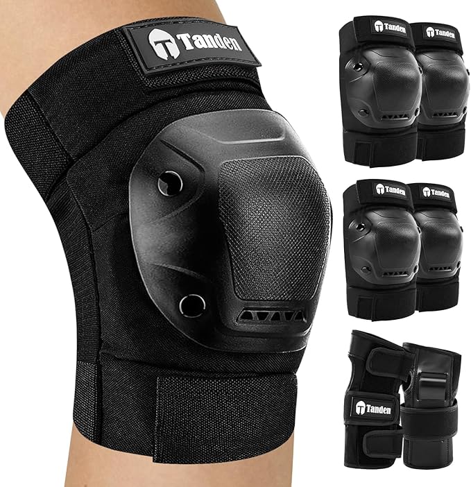 Skateboard Protective Gear Knee Pads and Elbow Pads Set, Elbow and Knee Pads for Roller Skating Wrist Guards Skateboarding Pads