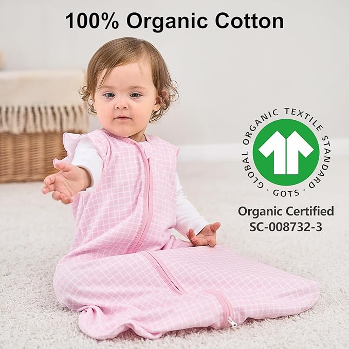 Yoofoss Baby Sleep Sack 0-6 Months Wearable Blanket for Babies 100% Organic Cotton 2-Way Zipper TOG 0.5 Toddler Sleeping Sack 3 Pack, Comfy Lightweight Sleep Sacks