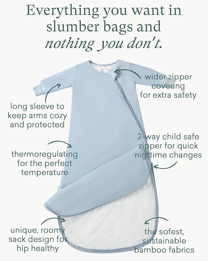 PurComfy Supersoft Baby Premium Bamboo Viscose Long-Sleeve Wearable Sleeping Bag Sack Blanket 1.0 TOG