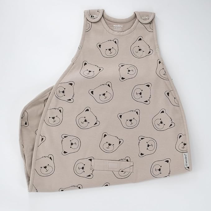Woolino Merino Wool & Organic Cotton Baby Sleep Sack 2-24 Months – Ultimate 4-Season Baby Sleeping Bag, Universal Size Wearable Blanket, 2-Way Zipper & Adjustable Fit, Year-Round Use - Teddy Bear