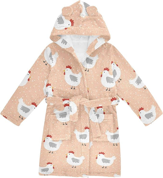 Toddler Baby Hooded Bathrobe for Boys Girls Soft Plush Bath Towel Robe with 2 Pockets for 2-12 Years