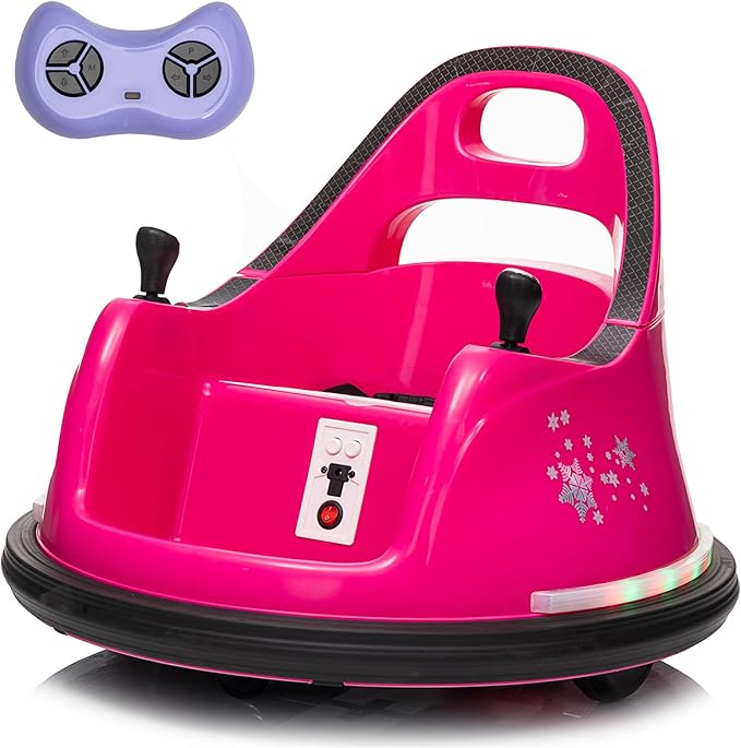 12V Kids Ride on Bumper Car for Toddlers, Baby Electric Ride On Bumper Toy Car with Remote Control, Music, 360° Spin Gift Toys for Toddlers Boys and Girls, Rose Pink