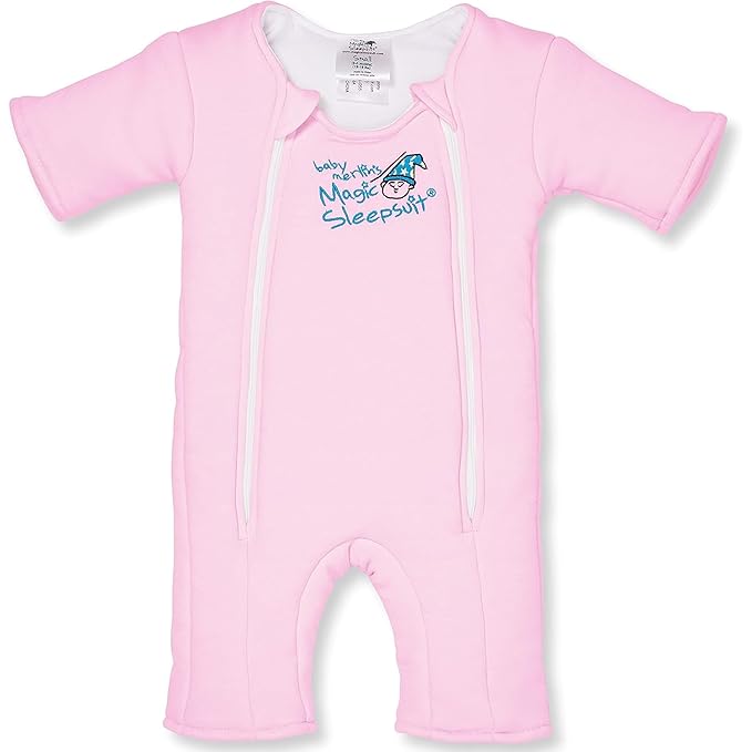 Magic Sleepsuit Baby Merlin's Cotton Baby Swaddle Transition Product - Soft and Breathable Design, Double Zipper for Easy Diaper Changes, Promotes Safe Sleep - Pink - Large 18-21lbs