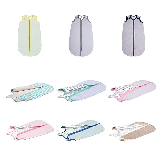 Baby Deedee 100% Cotton Sleeping Sack, Baby Sleeping Bag Wearable Blanket, Sleep Nest Lite, Newborn and Infants, Heather Gray Lime, Small (0-6 Months)