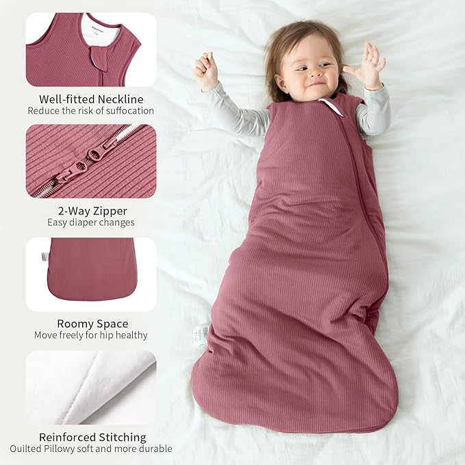Rayon Made from Bamboo Sleep Sack 12-18 Months Supersoft Toddler Sleep Sack 1.0 Tog Breathable Baby Wearable Blanket with 2-Way Zipper Unisex Sleeping Bag for Babies