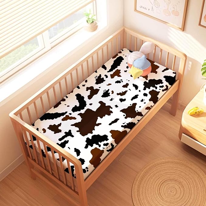 Custom Farm Cow Nursery Bedding Set – Personalized Name 3-Piece Crib Set for Baby Boys, Soft Blanket, Fitted Sheet & Pillowcase – Shower Gift for Baby & Nursery Decor