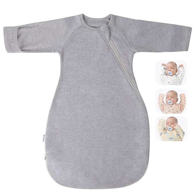 Premium Soft Cotton Transitional Swaddle Sack with Arms Up & Sleeves 6-12 Months, Mitten Cuffs, 2-Way Zipper, Sleeping Sacks for Newborns - Calms Startle Reflex, Boys & Girls Sleep Bag