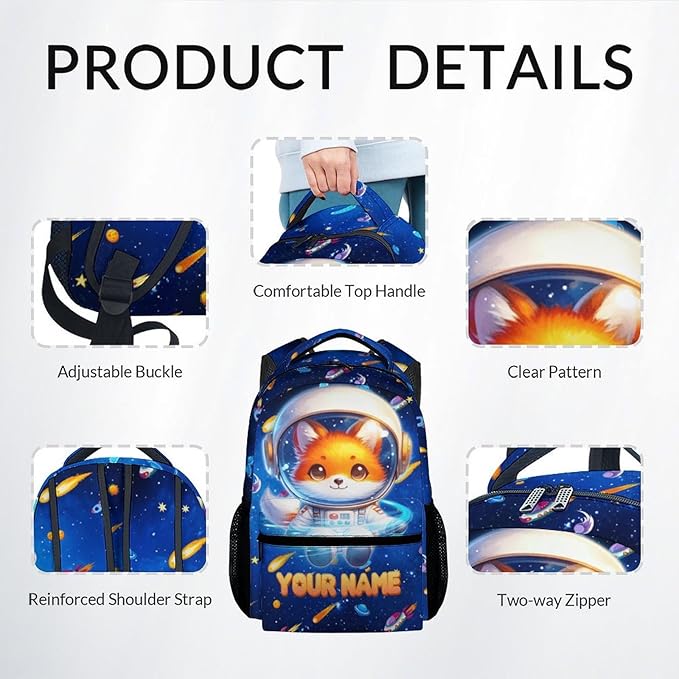 GiftoFLUX Personalized Backpack - 3Pcs Kids Backpack Set with Name for Girls Boys - Lightweight Toddler Bookbag with Planet - School Bag for Kindergarten/Preschool/Elementary(17 Inch)