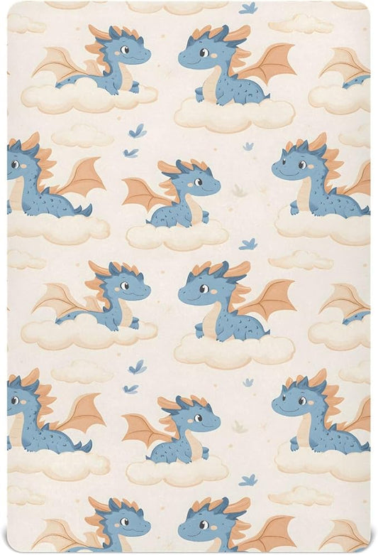 Baby Crib Sheets Fitted Crib Sheet Standard Crib and Toddler Mattress for Boys Girls 39 * 27in Pink Starfish Shell Pattern (Cute Dragon Cloud Pattern, Medium)