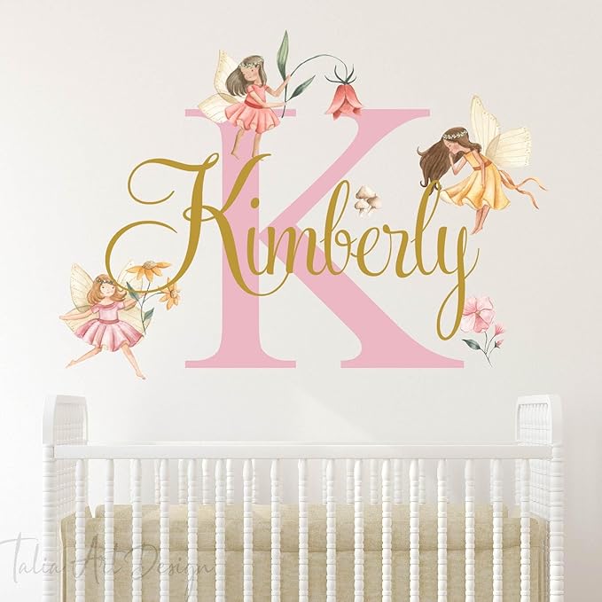 Custom Name Fairy Wall Decals - Whimsical Nursery Decor, Peel-and-Stick Wall Stickers for Kids Rooms, Bedrooms & Playrooms