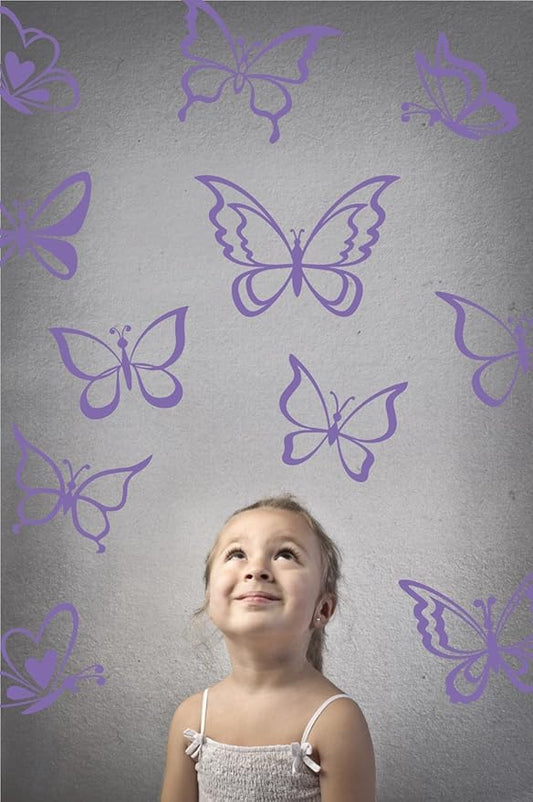 The Decal Guru Butterfly Wall Art Vinyl Stickers DIY Nursery or Girls Room Decor Peel and Stick Butterflies Decals (Lavender, 24x25 inches)