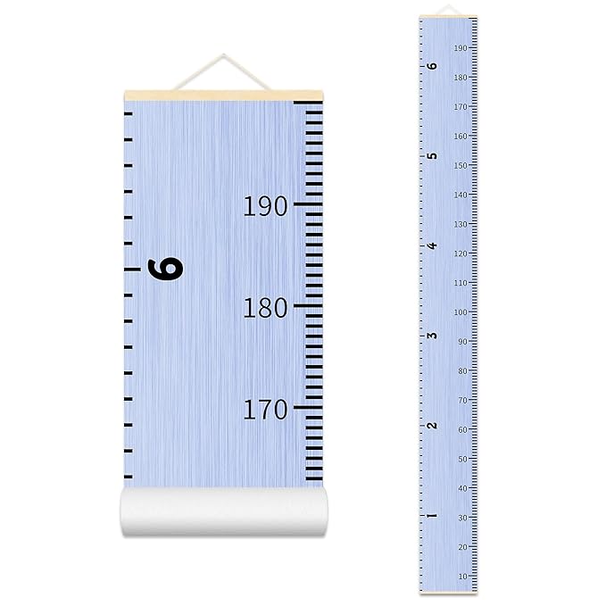 Nustila Canvas Growth Chart for Kids Unisex Kids Room Wall Decor Purple Measuring Height Chart- Wall Tape with Height Chart for Kids Baby Nursery Room Décor 79" x 7.9"