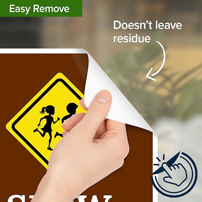 Slow Down Children At Play Sign, 10x7 Inches, 4 Mil Vinyl Decal Stickers Weather Resistant, Made in USA by My Sign Center