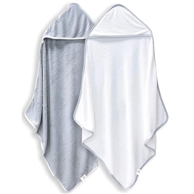 2 Pack Baby Bath Towel - Rayon Made from Bamboo, Ultra Soft Hooded Towels for Babies,Toddler,Infant - Newborn Essential -Perfect Baby Registry Gifts for Boy Girl