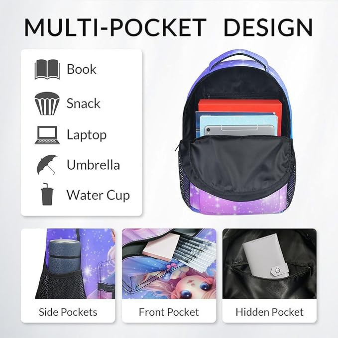 Kids Backpack - Fairy Backpacks for Girls - Cute Bookbag for Kids Toddler - Back to School Gifts - School Bag for Kindergarten/Preschool/Elementary(17 Inch)
