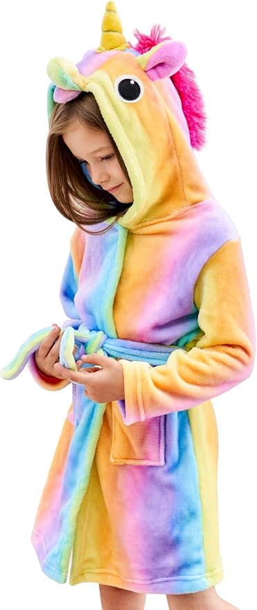 Doctor Unicorn Soft Unicorn Hooded Bathrobe Sleepwear - Unicorn Gifts for Girls