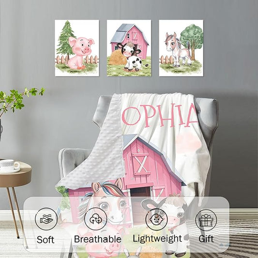 Personalized Baby Crib Bedding Set: 4 Piece Custom Animal House Crib Bed Set with Name, Nursery Bedding Set for Baby Girls, Newborn Boys Crib Sets, Crib Bedding Custom Gift, Crib Sheet