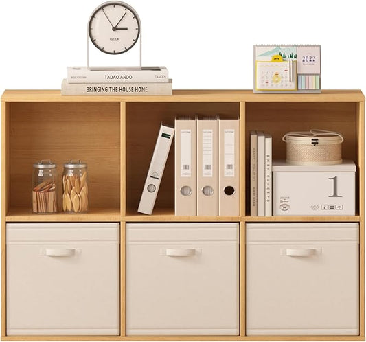 Jpiziso 6 Cube Storage Organizer, Wooden Cube Shelves with Closed Back Panel, Reversible Bookcase, Cubes Closet Organizer for Home, Living Room, Kids Room, Office, Bedroom, Study, Hallway