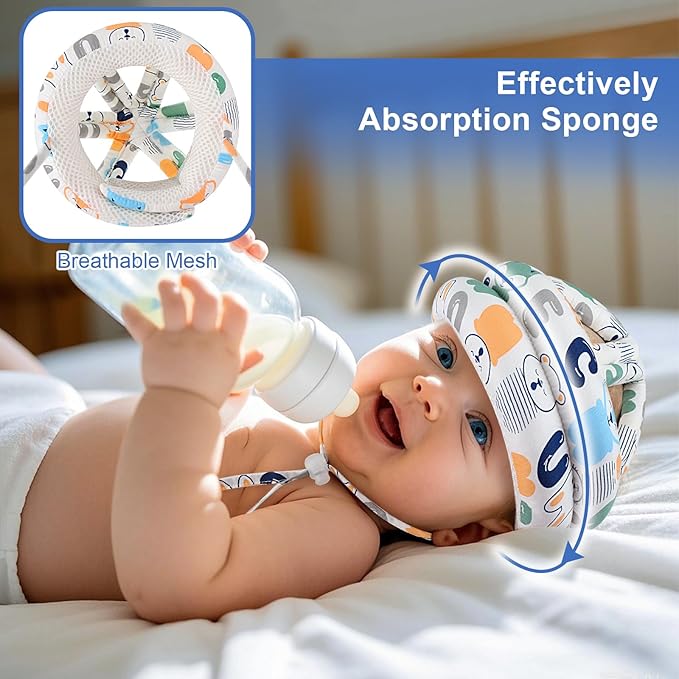 Accmor Baby Helmet for Crawling Walking, No Bumps Safety Toddler Head Protector, Breathable Infant Headguard Cap with Soft Cushion, Cute Adjustable Child Protection Hat for 6-24 Months Boys Girls