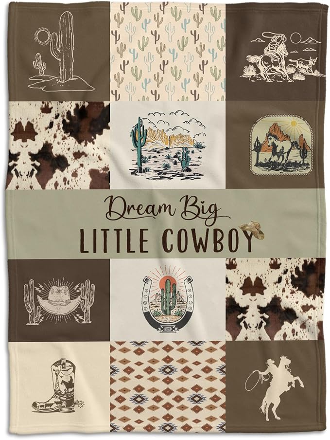 Western Blanket, Western Decor for Nursery Room, Baby Blankets for Boys Girls, Cowboy Baby Blankets, Western Baby Stuff, Soft Warm Lightweight Nursery Bed Blanket for Newborn Toddlers (03, 50x60 in)