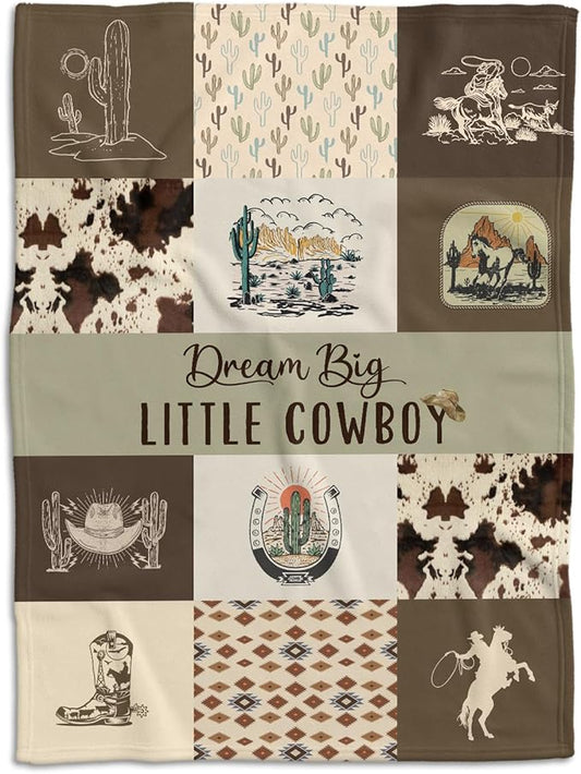 Western Blanket, Western Decor for Nursery Room, Baby Blankets for Boys Girls, Cowboy Baby Blankets, Western Baby Stuff, Soft Warm Lightweight Nursery Bed Blanket for Newborn Toddlers (03, 50x60 in)