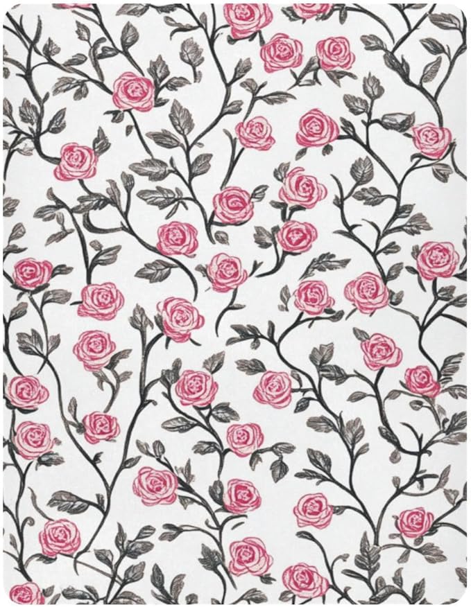 White Pink Rose Crib Sheets Standard Crib Toddler Mattresses Cover Fitted Baby Bed Sheet Breathable Crib Mattress Sheet for Girls Boys 39''x27''x9''