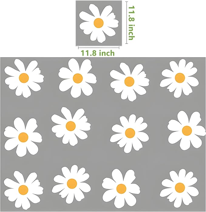 12 Sheets Daisy Wall Decals Big Daisy Wall Stickers White Flower Wall Stickers Peel Floral Stickers for Kids Girls Nursery Playroom Bedroom Living Room Wall Décor