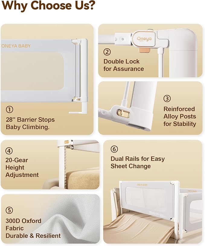 Bed Rails for Toddlers 3 Pack, Thickened & Reinforced Baby Rail Guard with No-Nail Design, Height Adjustable Toddler Rails for King Size, Kids Safety Bed Side Rails,Grey (74.8x78.7x78.7in)