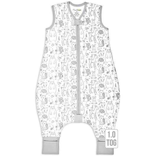 Mama Cheetah Toddler Sleep Sack with Feet, 1.0 TOG Organic Cotton Baby Wearable Blankets with Legs, Baby Sleeping Bag for Walkers, Early Walker 6-18 Month