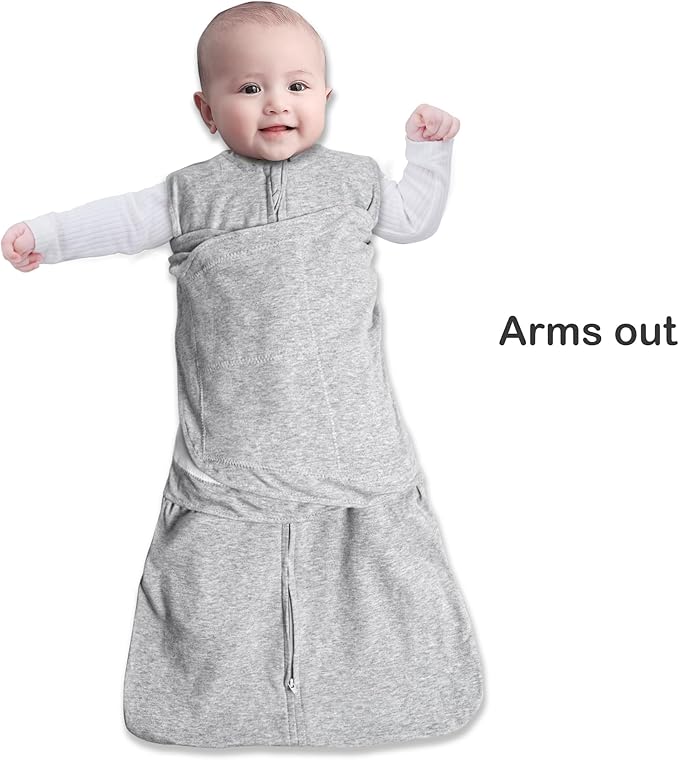 Baby Sleep sack Swaddle,Swaddles 3-6 Months,3-Way Adjustable Wearable Transition Blanket 100% Organic Cotton 2-Piece,12-18 lbs,1.0 TOG(Star&Grey)
