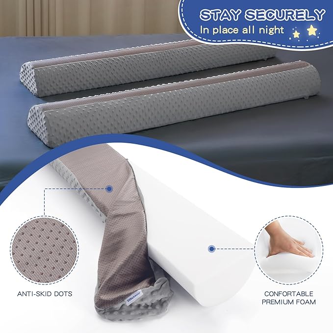 Bed Bumpers for Toddlers Foam Bed Rail for Toddlers 1 Pack Bed Rails Bumper for Queen, King, Twin, Full-Size Bed with Non-Slip Machine Washable Cover
