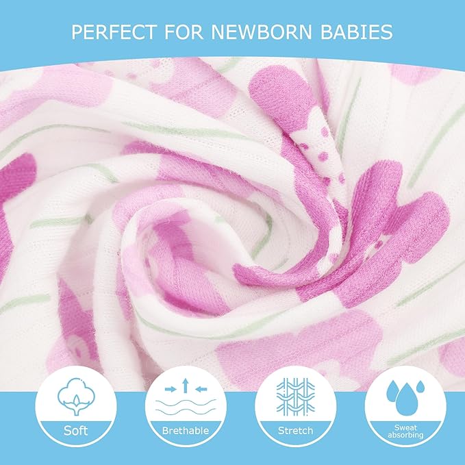 DRESHOW BQUBO 3 Pack Baby Swaddle Sleep Sacks Baby Swaddling Blanket Wrap Newborn Swaddle Sack with Bear Ears Hat for Boys Girls 6-12 Lbs Newborns & 0-3 Months Girls Boys