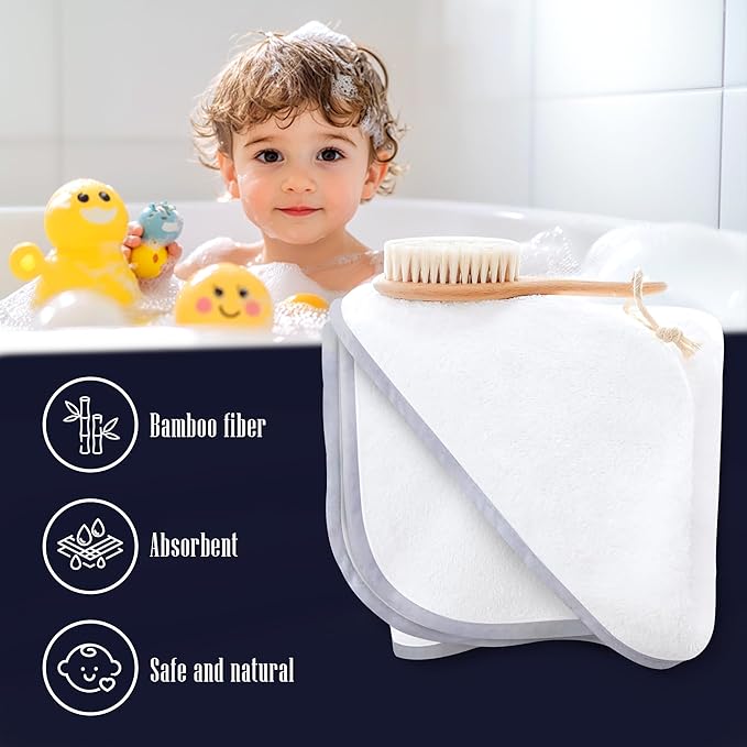 2 Pack Baby Bath Towel - Rayon Made from Bamboo, Ultra Soft Hooded Towels for Babies,Toddler,Infant - Newborn Essential -Perfect Baby Registry Gifts for Boy Girl - Pink and White
