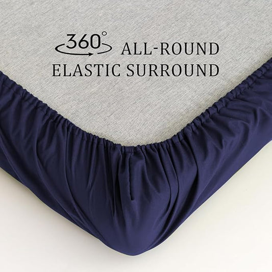 3 Piece Toddler Sheet Set,Navy Basics Bed Sheet Set for Toddler,Microfiber 3-Piece Sheet Set Soft Breathable Crib Bedding Set for Kids,Includes Flat Sheet, Fitted Sheet, Pillowcase