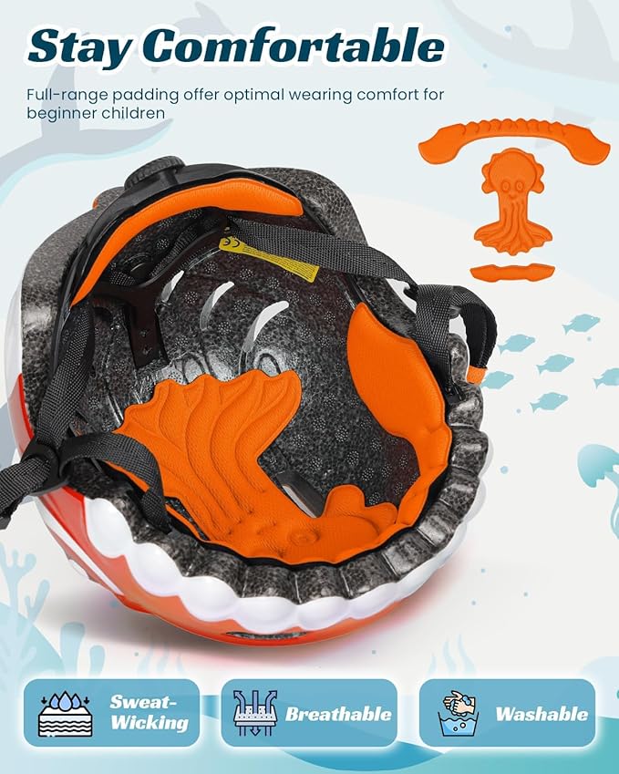Bike Helmet for Kids 3-5-8 Toddler Bike Helmet Animal 3D Cartoon Boys Girls Safety Adjustable Kids Helmet and Pads Set for Cycling Scooter Skateboard
