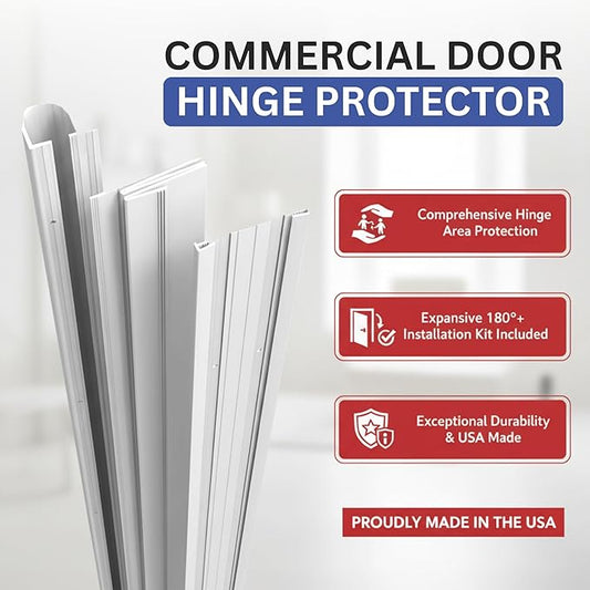 Fingersafe Commercial Door Finger Guard Set | Push & Pull Side Hinge Cover Shields | Finger Pinch Guard Complete Safey Kit | Door Latch Barrier for Commercial Doors | Durable (White, 84")