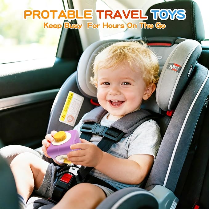 Montessori Busy Board for 1 Year Old, Toddler Travel Toys for Airplane & Car, Educational Activity Cube Stacking Toys for Toddler 1-2,Stocking Stuffers & Gifts for Toddlers Christmas