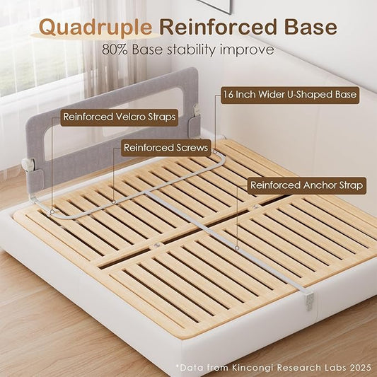Bed Rail for Toddlers, 59 Inch Swing Down Toddler Bed Rails with Wider U-Shape Base, Breathable Baby Bed Rail Guard for King, Queen, Full, Twin Bed Rail for Baby