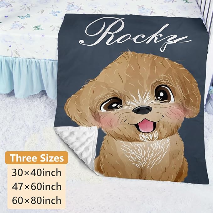 Personalized Crib Bedding Set - 4 Piece Custom Gift Black Dogs Crib Bed Set with Name, Soft Double Layer Blanket Set for Infant Baby Girl, Nursery Bedding Set for Toddler Boys