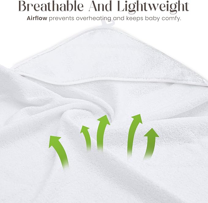 Bamboo Hooded Baby Towel with Face Cloth – 3 Hooded Towels (29x29 inches) & 3 Washcloths (9x9 inches) – Ultra Soft, Absorbent & Cozy Bath Set for Newborns and Infants