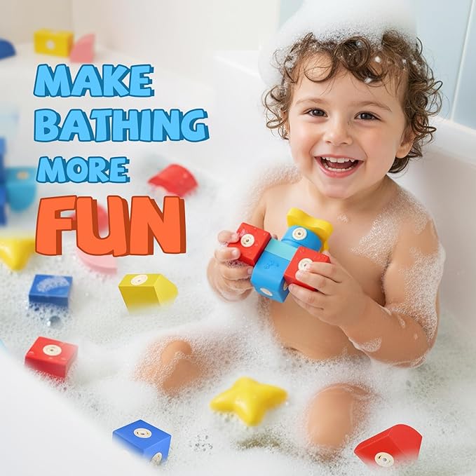 Joyfresh Foam Magnetic Blocks for Toddlers, 100pcs,Big Building Block for Kids 2 3 4 5 Years Old, Soft EVA Blocks Toys Gifts for Boys Girls