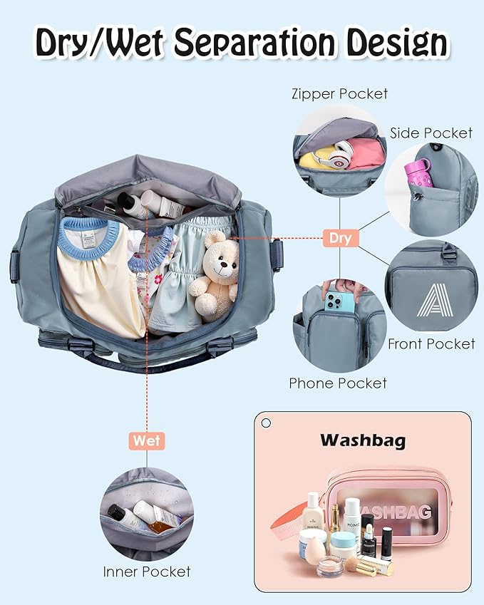 Elilier Kids Gifts for Daughter Son, Initial Travel Duffle Bag, Sports Bag, Personalized Weekender Bag with Shoulder Strap, Monogram Overnight Bag, Gift for Friend Sister Women Gifts