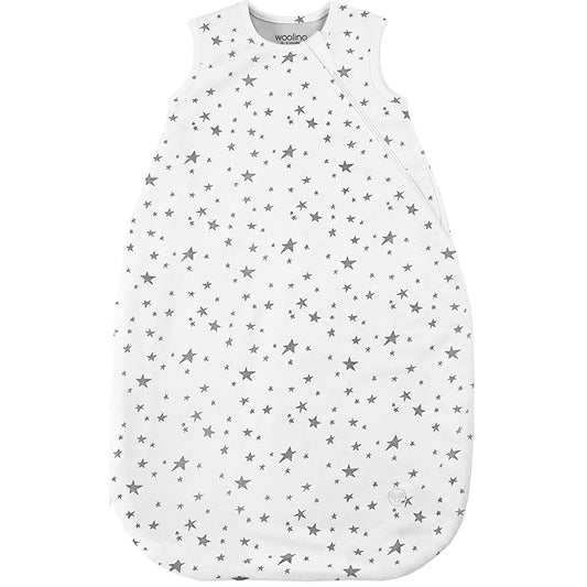 Woolino Merino Wool and Organic Cotton Baby Sleep Bag - 4 Season Classic Sleep Sack for Baby - Two-Way Zipper Sleeping Bag for Baby and Toddler - 6-18 Months - Stars