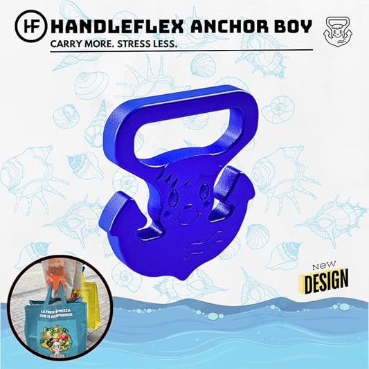 Handle Magic Anchor Boy (1 Unit) Bag Carrier | Ergonomic Grip and Bag Holder | 33 lbs Capacity | Lightweight & Comfortable for Shopping & Travel - Made in USA (Dazzling Blue)