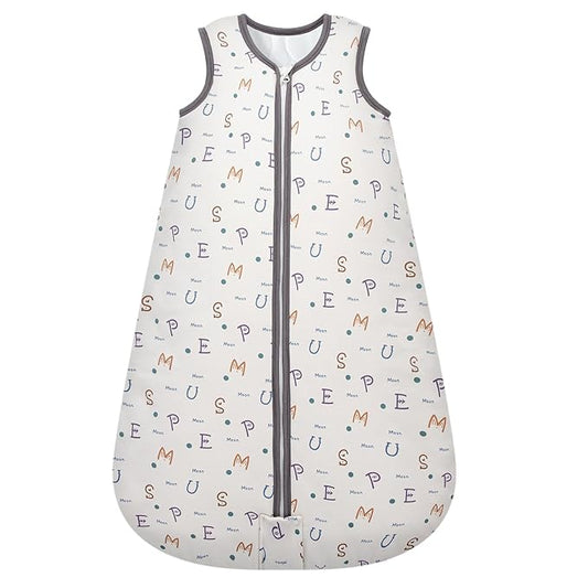 Mosebears Sleep Sack Baby Winter Wearable Blanket with 2-Way Zipper,2.5 TOG Cotton Sleep Sack Unisex (Alphabet, 6-12 Months)