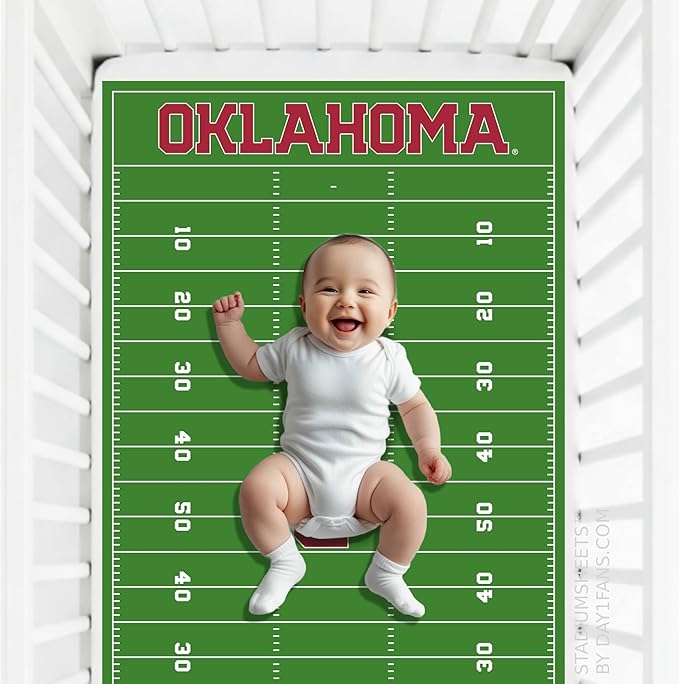 STADIUMSHEETS Day1Fans Officially-Licensed Fitted Crib Sheet (Oklahoma Sooners)