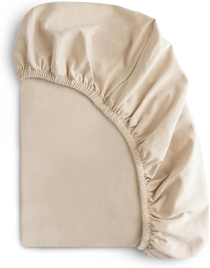 mushie Stretchy & Soft Crib Sheet | Fitted 28" x 52" (Fog)