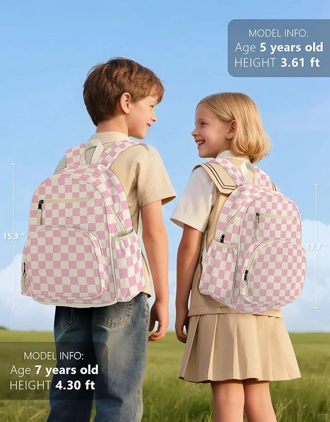 atgark Corduroy Kids Backpack for Girls, Girls Backpack 5-9, Kindergarten Elementary School Bookbag for Girl 15.3" H Fit Folder