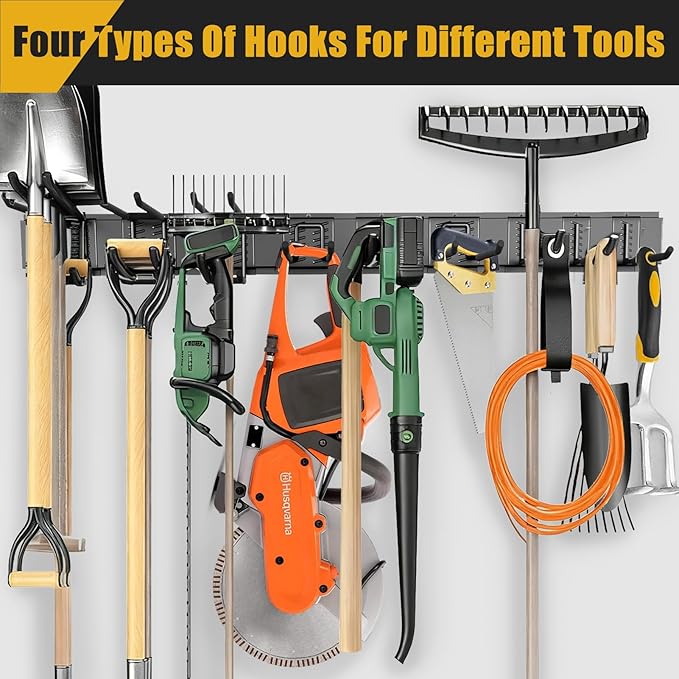 KOFANI Heavy Duty Garage Wall Organizer with 700LB Capacity, 48Inch Garage Tool Organizer Wall Mount and Garden Tool Organizer with Adjustable Tool Rack for Garage Shed Yard Storage